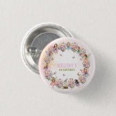 Whimsical fairy garden 1st birthday button (Vorne & Hinten)