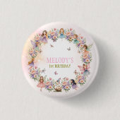 Whimsical fairy garden 1st birthday button (Vorderseite)