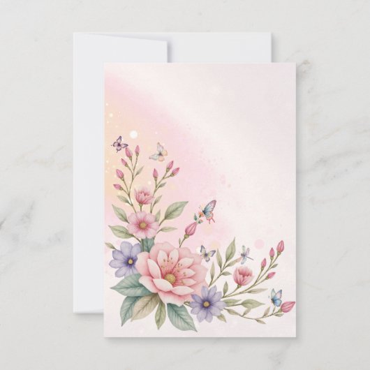 Whimsical fairy garden 1st birthday dankeskarte (Rückseite)