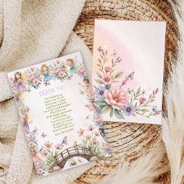 Whimsical fairy garden 1st birthday  dankeskarte