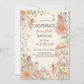 Whimsical Fairy Garden 1st Birthday Einladung (Vorderseite)