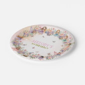 Whimsical fairy garden 1st birthday  pappteller (Schrägansicht)