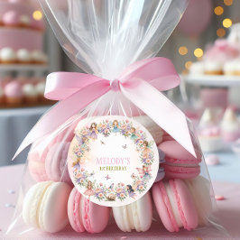 Whimsical fairy garden 1st birthday  runder aufkleber