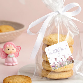 Whimsical Fairy Garden Baby Dusche Quadratischer Aufkleber