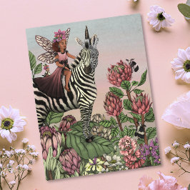 Whimsical Fairy Garden Zebra Einhorn Kunst, Dichtu Postkarte