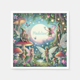 Whimsical Fairy Garden zum Geburtstag verzaubert Serviette