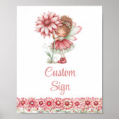 Whimsical Fairy Girl Blush Floral Birthday Custom  Poster (Vorne)