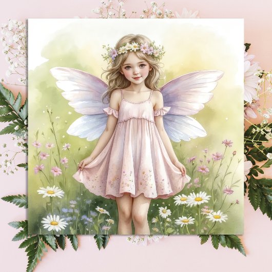 Whimsical Fairy Girl in Flower Garden Poster