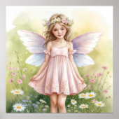 Whimsical Fairy Girl in Flower Garden Poster (Vorne)