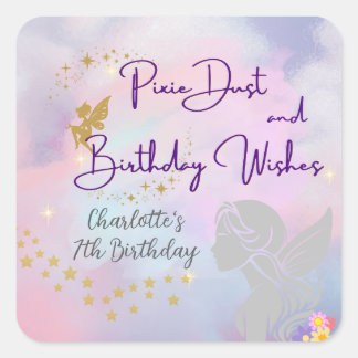 Whimsical Fairy Girl Quadratischer Aufkleber