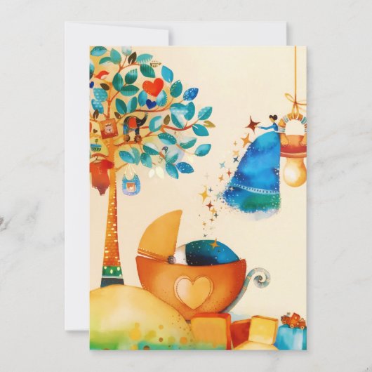 Whimsical Fairy Herzlichen Glückwunsch Neugeborene Ankündigung (Vorderseite)