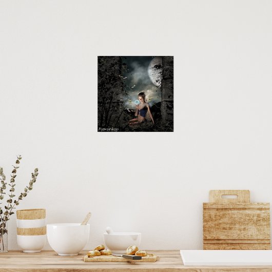 Whimsical Fairy Holding Magical Ball in Forest Art Poster (Küche)