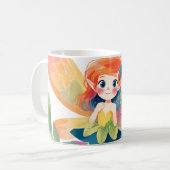 Whimsical Fairy im blühenden Blumengarten Kaffeetasse (Vorderseite Links)