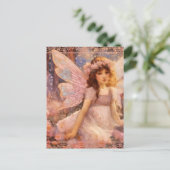 Whimsical Fairy in Dreamy Pink Blumengarten Postkarte (Stehend Vorderseite)