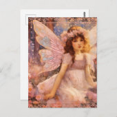 Whimsical Fairy in Dreamy Pink Blumengarten Postkarte (Vorne/Hinten)