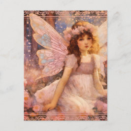 Whimsical Fairy in Dreamy Pink Blumengarten Postkarte