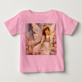 Whimsical Fairy in Dreamy Pink Floral Garden Baby T-shirt