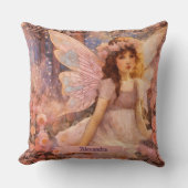 Whimsical Fairy in Dreamy Pink Floral Garden Kissen (Vorderseite)