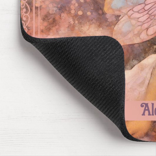 Whimsical Fairy in Dreamy Pink Floral Garden Mousepad (Ecke)