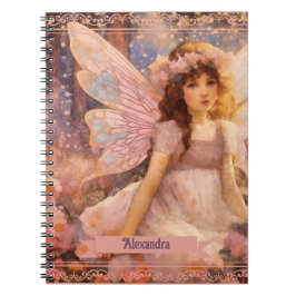 Whimsical Fairy in Dreamy Pink Floral Garden Notizblock