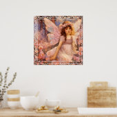 Whimsical Fairy in Dreamy Pink Floral Garden Poster (Küche)