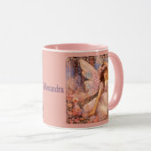 Whimsical Fairy in Dreamy Pink Floral Garden Tasse (VorderseiteRechts)