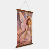 Whimsical Fairy in Dreamy Pink Floral Garden Wandteppich Mit Holzrahmen (Gewinkelt)