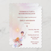 Whimsical Fairy Magical 4. Geburtstag Einladung (Vorne/Hinten)