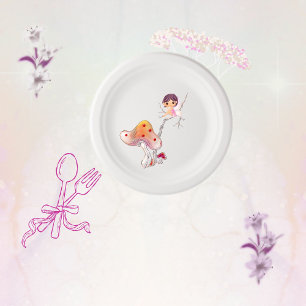 Whimsical Fairy Magical 4. Geburtstagszeitung Tell Pappteller