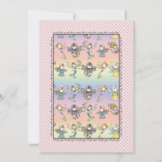 Whimsical Fairy Mermaid und Angel Party Invites Einladung (Vorderseite)