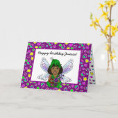 Whimsical Fairy mit Blume Happy Birthday Karte (Gelbe Blume)
