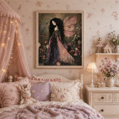 Whimsical Fairy mit Dark Moody Florals Wall Art Poster