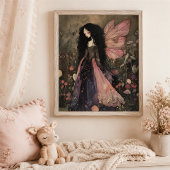 Whimsical Fairy mit Dark Moody Florals Wall Art Poster