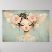 Whimsical Fairy mit Pastel Floral Butterfly Flügel Poster (Vorne)
