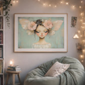 Whimsical Fairy mit Pastel Floral Butterfly Flügel Poster