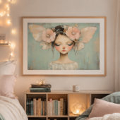 Whimsical Fairy mit Pastel Floral Butterfly Flügel Poster