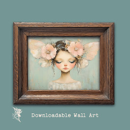 Whimsical Fairy mit Pastel Floral Butterfly Flügel Poster