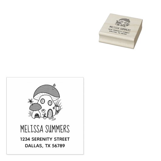 Whimsical Fairy Mushroom House-Adresse Gummistempel (Stempel)