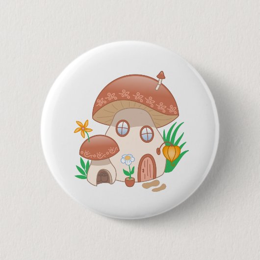 Whimsical Fairy Mushroom House Button (Vorderseite)