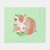 Whimsical Fairy Mushroom House Green Fleecedecke (Vorderseite (Horizontal))