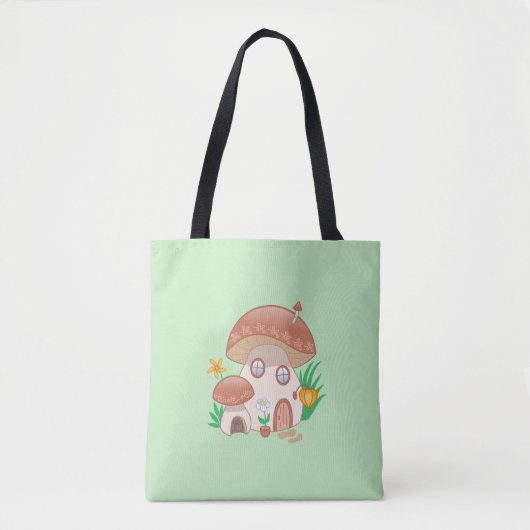 Whimsical Fairy Mushroom House Green Tasche (Vorderseite)