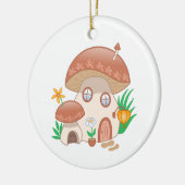 Whimsical Fairy Mushroom House Keramik Ornament (Links)