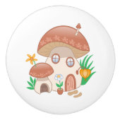 Whimsical Fairy Mushroom House Keramikknauf (Vorderseite)