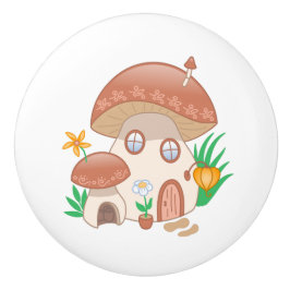 Whimsical Fairy Mushroom House Keramikknauf