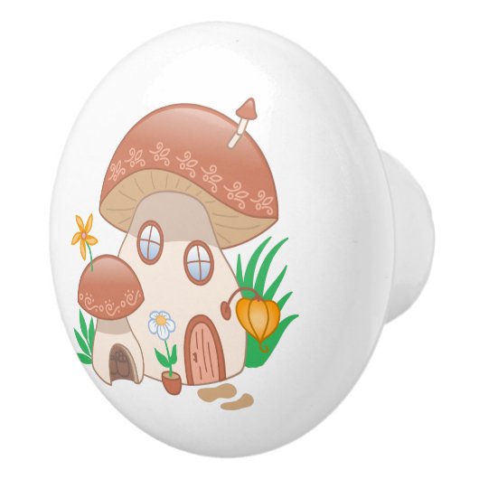 Whimsical Fairy Mushroom House Keramikknauf (Rechts)