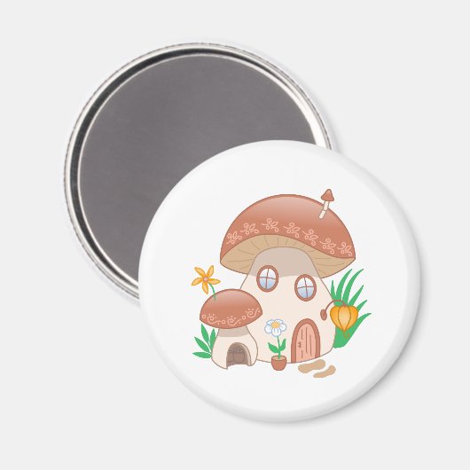 Whimsical Fairy Mushroom House Magnet (Vorderseite/Rückseite)