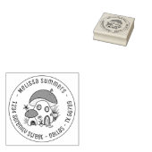 Whimsical Fairy Mushroom House Round Address Gummistempel (Stempel)