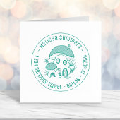 Whimsical Fairy Mushroom House Round Address Permastempel