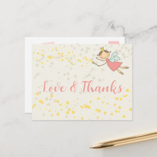 Whimsical Fairy Princess Girl Birthday Vielen Dank Postkarte