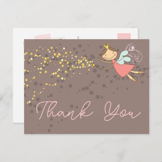 Whimsical Fairy Princess Girl Birthday Vielen Dank Postkarte (Vorne/Hinten)
